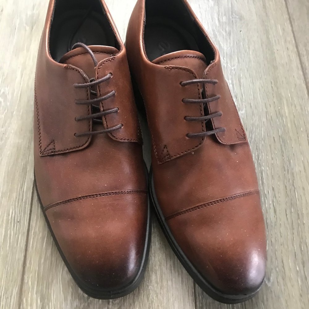 EUC Ecco Mens Cityskin Brown Dress Shoes 8.5/42